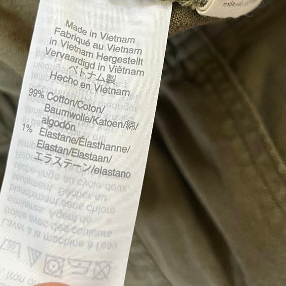 Madewell Army Green High Rise Pants Chino Straight Crop Size M Utility - Picture 9 of 9